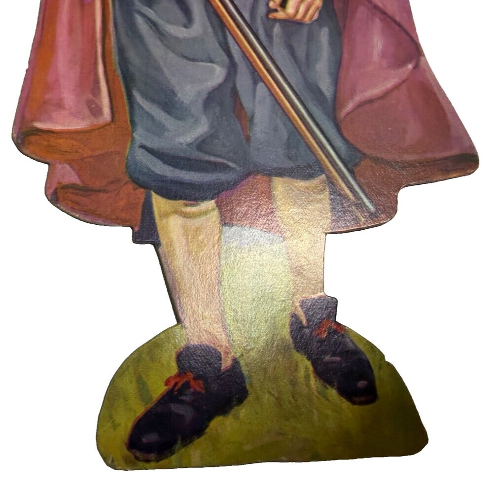 VTG DENNISON THANKSGIVING PILGRIM MAN DIECUT CARDBOARD DECORATION 8.5” - Picture 2 of 9